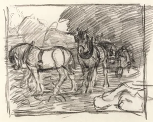 The Ploughing Team, 1906 körül (fekete zsírkréta a papíron)